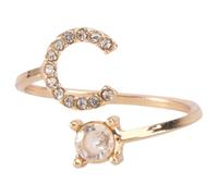 Ciieeo Bague Ouverte Femme Réglable Lettre 26, Alliage Incrusté de Pierres | Bijou Créatif pour Fêtes et Rue, Finition Or, Accessoire Discret, Pensé pour Femmes
