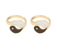 Ciieeo Bague Vintage Taiji Yin Yang Réglable 2 Pièces en Alliage de Fer