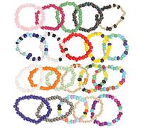 Ciieeo Bagues de Perles Colorées Mixtes Lot de 21 Bagues Décoratives en Perles pour Femmes et Filles d'Été Accessoires Esthétiques pour Fêtes et Occasions Quotidiennes