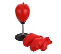 Ciieeo Balle de Boxe Réflexe Rouge en PU avec Support Ventouse, Améliore la Vitesse de Réaction, Ensemble Complet avec Moufles et Gonfleur pour Garçon et Filles