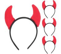 Ciieeo Bandeau de Fête Cornes de Diable Rouge en Tissu 4pcs, Coiffe D'halloween pour Danse et Engagement, Finition Soignée et Look Accrocheur