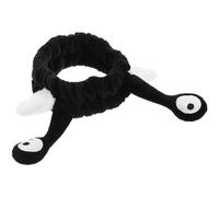 Ciieeo Bandeau en Peluche Noir Élastique pour Maquillage et Soin du Visage, Accessoire Cheveux Spa Doux et Confortable, Serrage-tête pour Lavage Visage et Routine Beauté Féminine