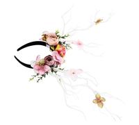 Ciieeo Bandeau Fête Bois de Cerf et Fleurs Décoratives pour Filles, Accessoire Cheveux Créatif pour Séances Photo et Festivals, Serrage-Tête Antilope Élégant et Original