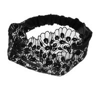 Ciieeo Bandeau Large en Dentelle de Fleur Noir pour Femmes, Tissu Extensible, Confortable et Polyvalent, Accessoire Chic pour Coiffure et Lavage du Visage