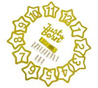 Ciieeo Bannière Photo du Premier Anniversaire Bébé en Papier et Bois, Décoration Intérieure Dorée Pinces pour Capturer Chaque Moment Spécial