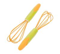 Ciieeo Batteur à Œufs Manuel 25 Cm en Silicone Orange Antidérapant, Fouet à Main Rotatif Cuisine et Maison, Lot de 2 Pièces, Ustensile Polyvalent pour Mélanger Sauces et Préparations