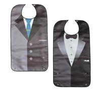 Ciieeo Bavoir pour Adulte Imperméable en Térylène, Lot de 2 Pièces à Motifs Imprimés, Protection Vêtements pour Repas et Soins, Personnes Âgées et Convalescentes