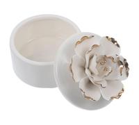 Ciieeo Boîte à Bijoux En Céramique Motif Fleur, Petite Taille Ronde, Porte-bagues Et Porte-colliers, Rangement Décoratif Polyvalent Pour Chambre, Bureau Ou Présent