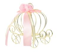 Ciieeo Boîte à Bonbons de Mariage en Métal Rose, Forme Chariot Citrouille Style Européen, Décoration Créative pour Fête, Coffret Présent Original et Décoratif