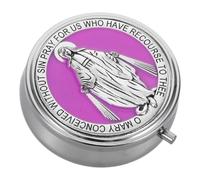 Ciieeo Boîte à Chapelet Métallique pour Rangement de Perles de Prière Coffret Souvenir Saint Benoît et Vierge Organiseur Rond pour Communion et Cérémonies Religieuses
