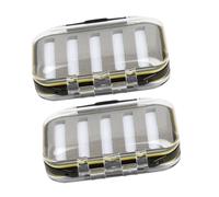 Ciieeo Boîte à Mouches de Pêche Double Face Étanche 2 Pièces Transparentes Fentes Type A Noire Mini Taille Protection Silicone Anti-Fissure Rangement Pratique pour Pêche à la Mouche