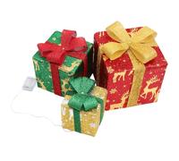 Ciieeo Boîte de Noël Lumineuse avec Nœud Argenté Décoration LED Éclairée pour Sapin Intérieur et Extérieur pour et Cheminées de Noël