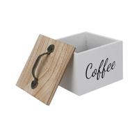 Ciieeo Boîte de Rangement pour de Café avec Couvercle Organisateur Compact Blanc pour Sachets de Thé et Bonbons Bureau et Cuisine