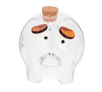 Ciieeo Boîte Pot De Stockage De Pièces Conteneur De Trésorerie Pot à Pourboire en Verre Transparent Pot De Pourboire Étui Cochon Décor Un Verre Enfant Bois Incassable