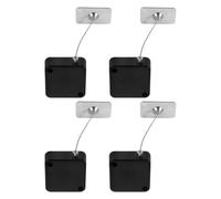 Ciieeo Boîtier Antivol Rétractable 1 M en Acier pour Câble de Sécurité Lot de 4 Attaches Télescopiques Noires avec Verrouillage à Cliquet et Capuchon Carré Protection Antivol pour