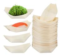 Ciieeo Bol à Goûter en Bois Naturel 9 Cm X 5,5 Cm, Vaisselle Jetable Écologique 50 Pièces, Contenant Alimentaire pour Snacks, Salades et Desserts, Usage Traiteur et Restauration