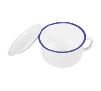 Ciieeo Bol à Nouilles en Émail Blanc Rétro 1,2l Couvercle Pratique et Design Épais pour Soupe et Repas Rapides