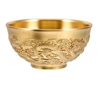 Ciieeo Bol Double Dragon Chanceux Bol D'autel Tasse De Culte Bouddhiste Brûle- Pot Au Trésor Chinois D'offrande Bouddhiste Deau Chine Bureau Or Alluvionnaire Laiton