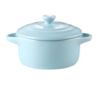 Ciieeo Bol en Céramique Bleu Clair 230 Ml avec Couvercle et Double Poignée Compatible Micro-Ondes Cuisine Maison et Service de Ragoût