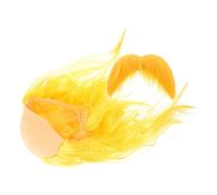 Ciieeo Bonnet Chauve Jaune pour Homme avec Moustache Factice, Postiche Réaliste en Vinyle Confortable, pour Costume de Vieil Homme et Fêtes Dhalloween