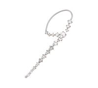 Ciieeo Boucle d'Oreille Manchette sans Perçage Droite en Cristaux Argentés Clip d'Oreille Femme Élégant Ornement d'Oreille Unique pour Usage Quotidien et Occasions Spéciales
