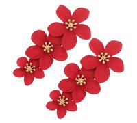 Ciieeo Boucles D’Oreilles Fleurs Multi-Couches Rouges Petites Boucles D’Oreilles Fleurs Légères Clous D’Oreilles pour Femmes Bijoux Fleuris Bohème Usage Quotidien et Soirée