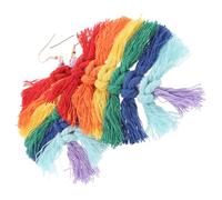 Ciieeo Boucles D’Oreilles Pendantes Bohèmes en Coton Tissé à la Main Feuilles Colorées Dégradées Arc-en-Ciel Légères et Confortables 1 Paire pour Femmes Style Ethnique Présent