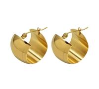 Ciieeo Boucles D’Oreilles Pendantes Créoles Forme C Larges en Métal Doré 1 Paire pour Femmes Accessoires Mode Minimalistes pour Tenue Quotidienne et Occasions Spéciales