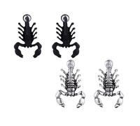 Ciieeo Boucles D’oreilles Scorpion Unisexes 3d en Fer Mat et Antique, Décorations D’oreilles Tendances, pour Usage Quotidien et Fêtes, 2 Paires (noir Mat Argenté Ancien