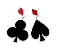 Ciieeo Boucles d'Oreilles Asymétriques Cartes à Jouer pour Femmes Pendentifs Géométriques Rouges et Noirs en Acrylique Léger Bijoux Fantaisie et Modernes pour Soirée et Présent