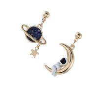 Ciieeo Boucles d'Oreilles Asymétriques pour Femmes Puces d'Oreilles de Lune et Planète Légères et Colorées Bijoux pour Voyage et Usage Quotidien