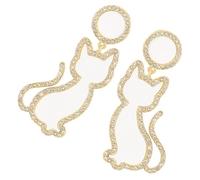 Ciieeo Boucles d'Oreilles Chat pour Femmes et Filles en Alliage Pendentif Chat Blanc Pierres Décoratives Design Original Bijoux Animaux Mignons pour Soirée et Usage Quotidien