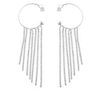 Ciieeo Boucles D'oreilles Longues sans Piercing à Pampilles en Alliage Argenté Élégantes et Contemporaines pour Femmes pour Anniversaire ou Saint-valentin