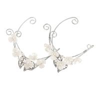 Ciieeo Boucles D'oreilles Manchettes Elfe en Perle Artificielle et Métal, Délicates et Sûres Oreilles, pour Divers Festivals et Déguisements