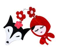 Ciieeo Boucles D'oreilles Pendantes de Dessin Animé pour Fille en Acrylique Léger Design Unique Petit Chaperon Rouge et Grand Méchant Loup pour Diverses Occasions