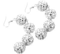 Ciieeo Boucles d'Oreilles Pendantes Disco Argentées Miroir Mini Boules Disco pour Femmes Style Rétro Bijoux Fantaisie Légers pour Soirées et Danse