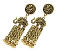 Ciieeo Boucles d'Oreilles Pendantes Éléphant Ethniques pour Femme 1 Paire en Alliage Métallique Finition Vieux Or Légères Pompons Accessoires Bohèmes pour Tenues de Fête et Festivals