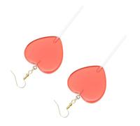 Ciieeo Boucles d'Oreilles Pendantes en Résine Forme Sucette Cœur Rouge 1 Paire Légères et Originales Bijoux Fantaisie pour Femmes Accessoires Mode Amusants et Romantiques