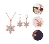 Ciieeo Boucles Oreilles Flocons pour Femme Collier Décoratif de Noël Bijoux Chic Ensemble Or Rose