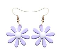 Ciieeo Boucles Oreilles Puces Femme Acrylique Forme Fleur Violette Légères et Délicates Clous Oreilles Fantaisie pour Femmes Style Géométrique Doux