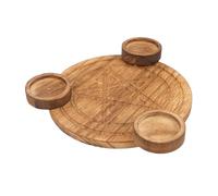 Ciieeo Bougeoir en Bois Pentagramme 12 Cm Porte-Bougie Décoratif Bois Naturel Motif Étoile 5 Branches pour Rituels Religieux et Décoration D'autel Compacte