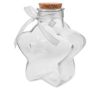 Ciieeo Bouteille à Souhait Verre Transparent Étoile avec Bouchon Liège Flacon Décoratif pour Mariage DIY Artisanat Urne à Souvenirs Récipient de Rangement