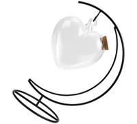 Ciieeo Bouteille à Souhaits en Verre de Cœur Support en Fer, Multi-Fonction, Facile à Transporter pour Décoration Miniature et Art de Transformation