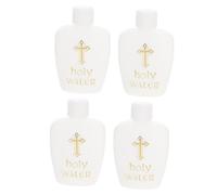 Ciieeo Bouteilles d'eau Bénite Décoratives 60ml en Plastique Transparent Couvercle De Sécurité Réutilisable pour Décoration Baptême Mariage Set De 4 Pièces