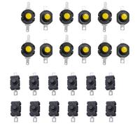 Ciieeo Bouton-Poussoir Autobloquant pour Lampe Torche Mini 24 Pièces Broches Incurvées Noires et Jaunes Interrupteur de Remplacement en Plastique et Laiton pour Appareils Électroniques