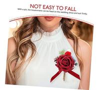 Ciieeo Boutonnière Noël Mariage Marié Mariée Fleur Artificielle Accessoire Décoration Boutonnière Corsage Costume Robe Dîner Anniversaire Fiançailles