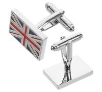 Ciieeo Boutons de Manchette en Métal Drapeau Britannique Union Jack, Finition Laiton, Couleurs Bleu Rouge Blanc, Accessoires Costume Homme pour Smoking et Tailleur, 1 Paire Élégante
