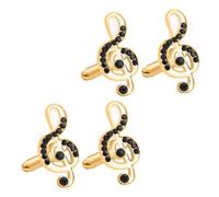 Ciieeo Boutons de Manchette Homme en Cuivre Décoratifs de Note de Musique, Faciles à Porter, Style Mode, 2 Paires pour Chemises Lors D'événements Décontractés