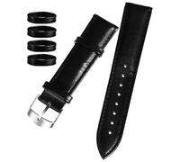 Ciieeo Bracelet de Montre en Cuir Véritable 20mm Noir, Anneaux de Cuir Assortis, Boucle Métallique Résistante, Bracelet Remplaçable pour Montre Homme, Style Classique et Confortable
