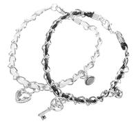 Ciieeo Bracelet de Poignet Réglable pour Couples en Acier Inoxydable Chaîne Noire et Blanche Serrure Clé Bijou Assorti pour Femme Décoration Romantique et Présent Saint-Valentin